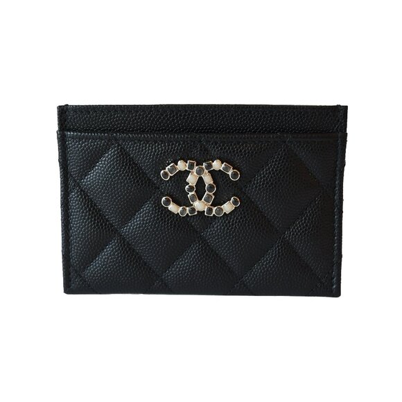 Chanel CC Resin Caviar Quilted Card Holder Black - Picture 1 of 2
